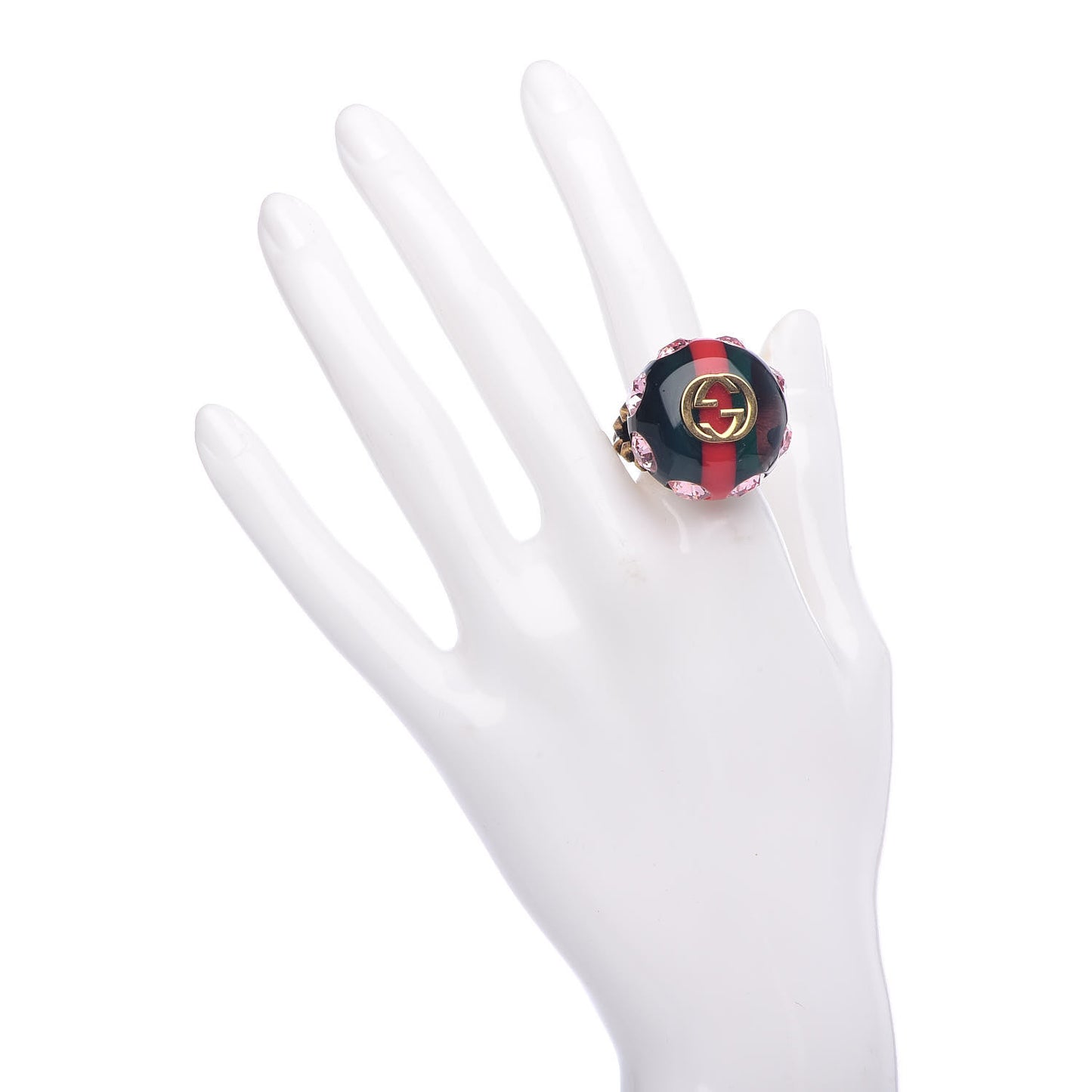 Crystal Resin Sylvie Vintage Web Ring L Green Red