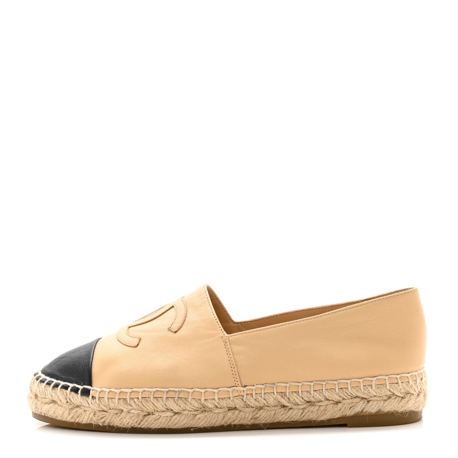 Chanel Lambskin CC Espadrilles 37 Beige Black 1 of 13