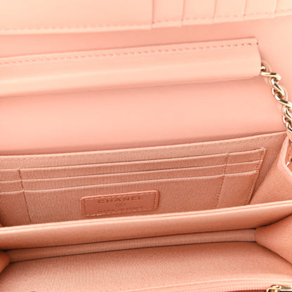 Chanel Lambskin Quilted Mini Wallet On Chain WOC Light Pink 5 of 11