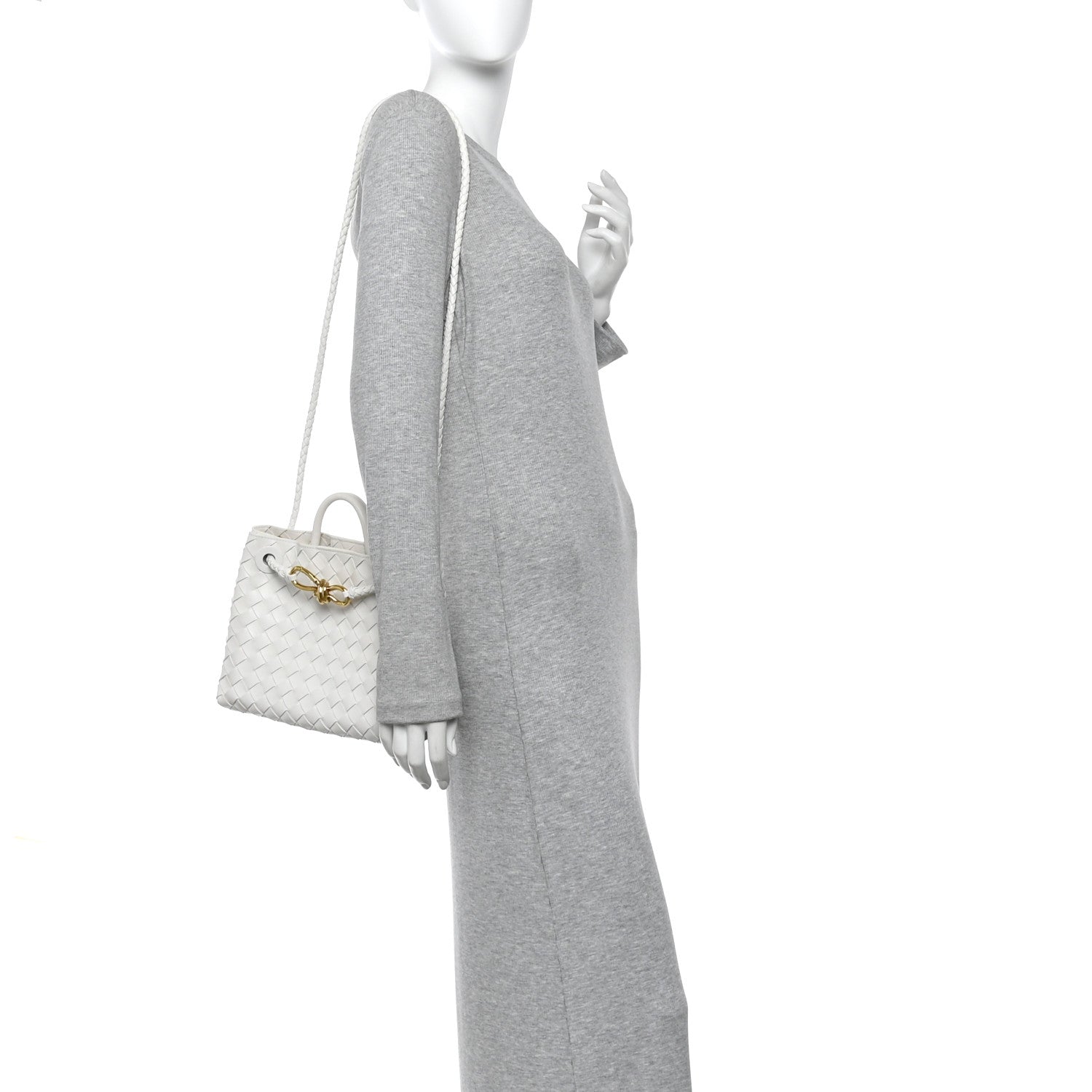 Bottega Veneta Nappa Intrecciato Small Andiamo Shoulder Bag White 2 of 9