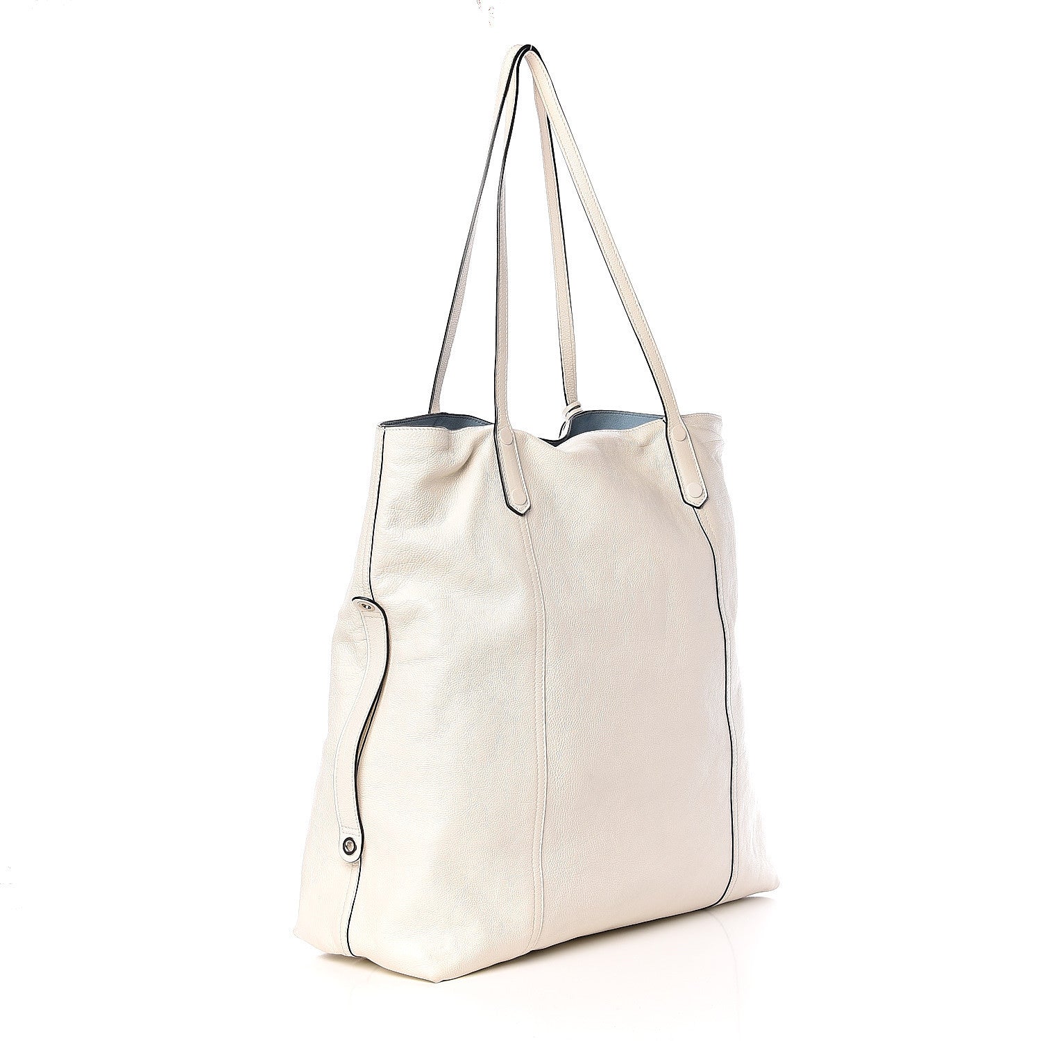Prada Glace Calf Etiquette Shoulder Tote Bianco Astra 3 of 16