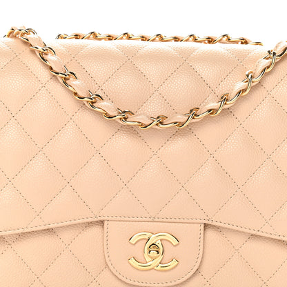 Chanel Caviar Quilted Jumbo Double Flap Light Beige 8 of 12