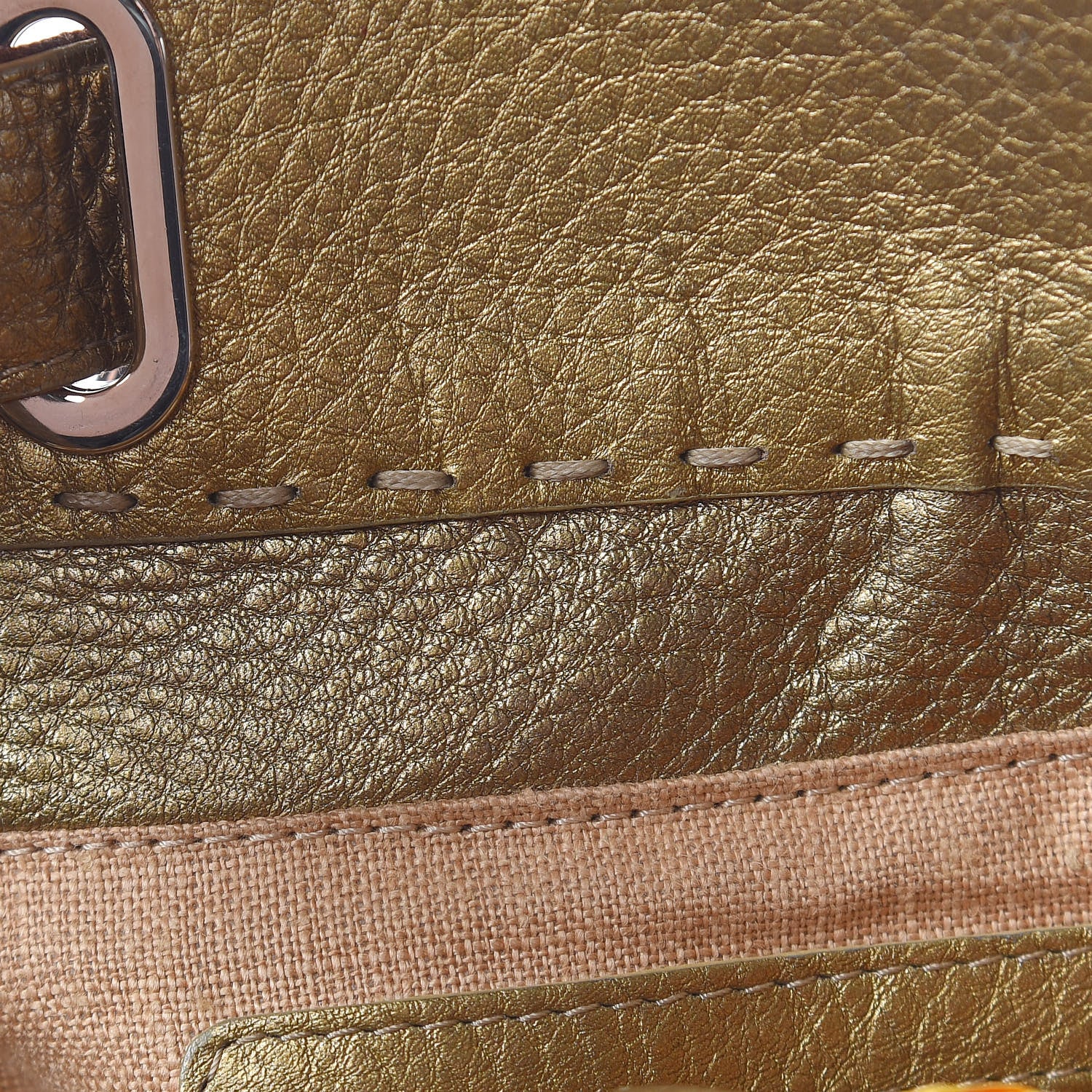 Fendi Calfskin Romano Selleria Small Villa Borghese Tote Gold 9 of 12