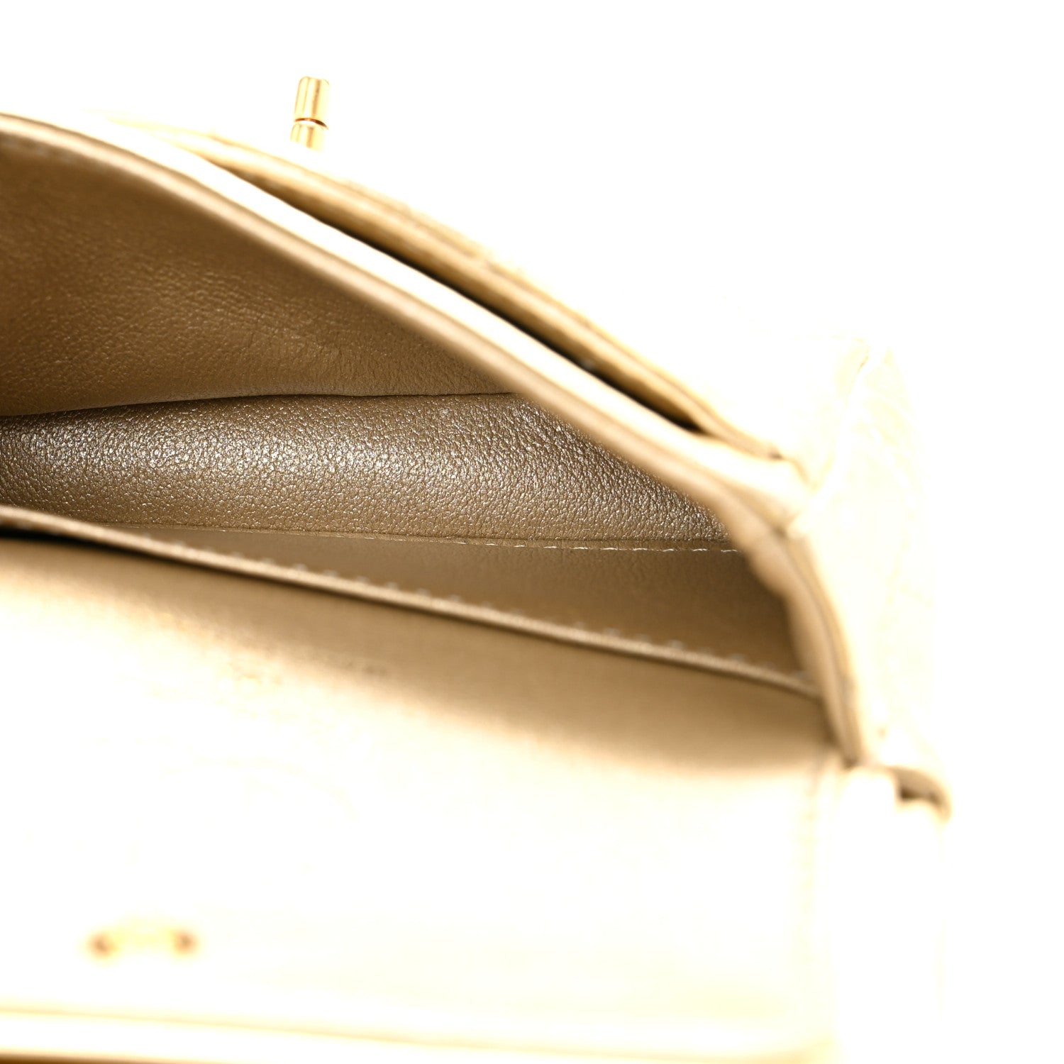 Chanel Metallic Calfskin Quilted Mini Flap Bag Charm With Hook Golden Golden 5 of 8