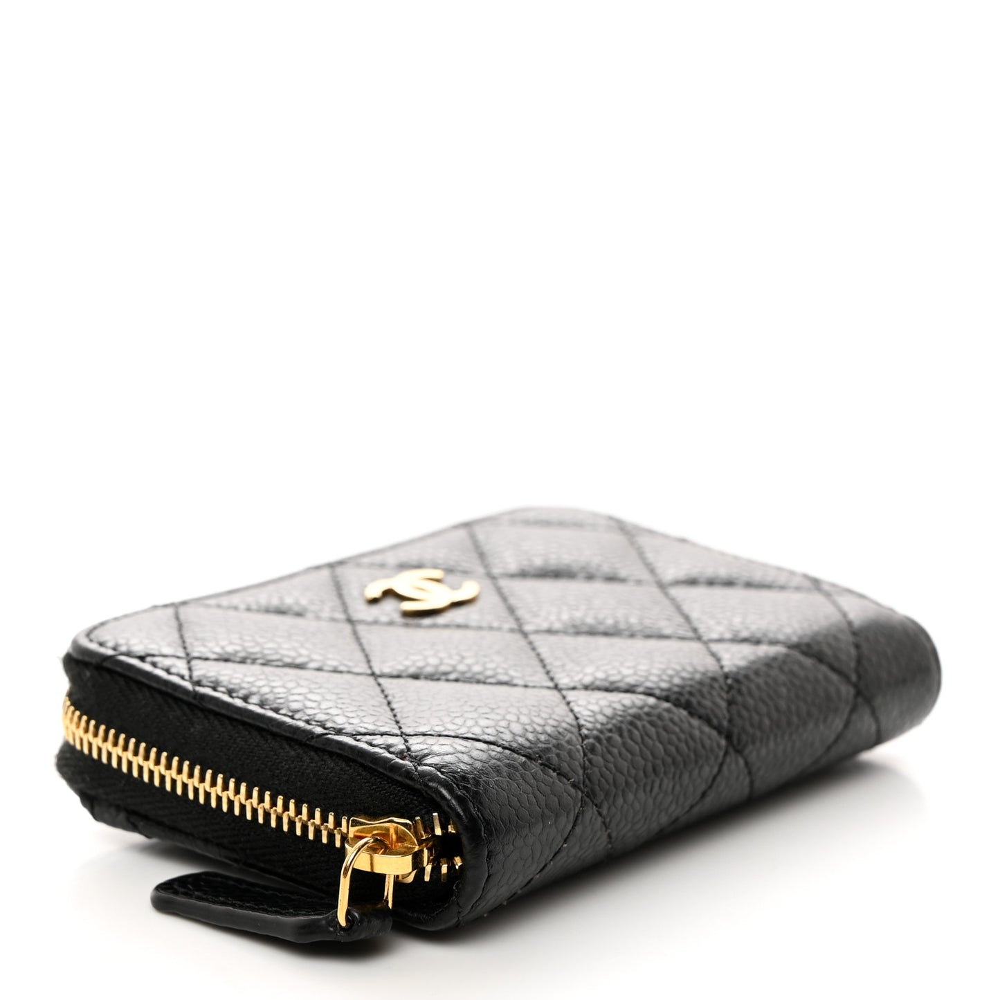 Caviar Quilted Zip Coin Purse Black