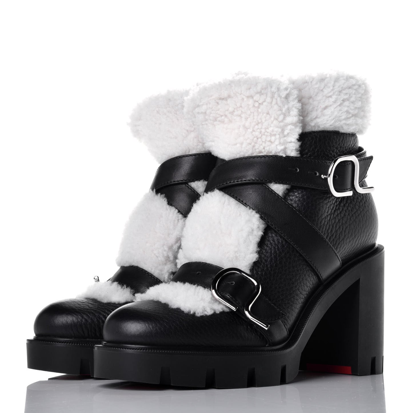 Calfskin Shearling Pole Chic 70 Booties 35 Nocturne Natural