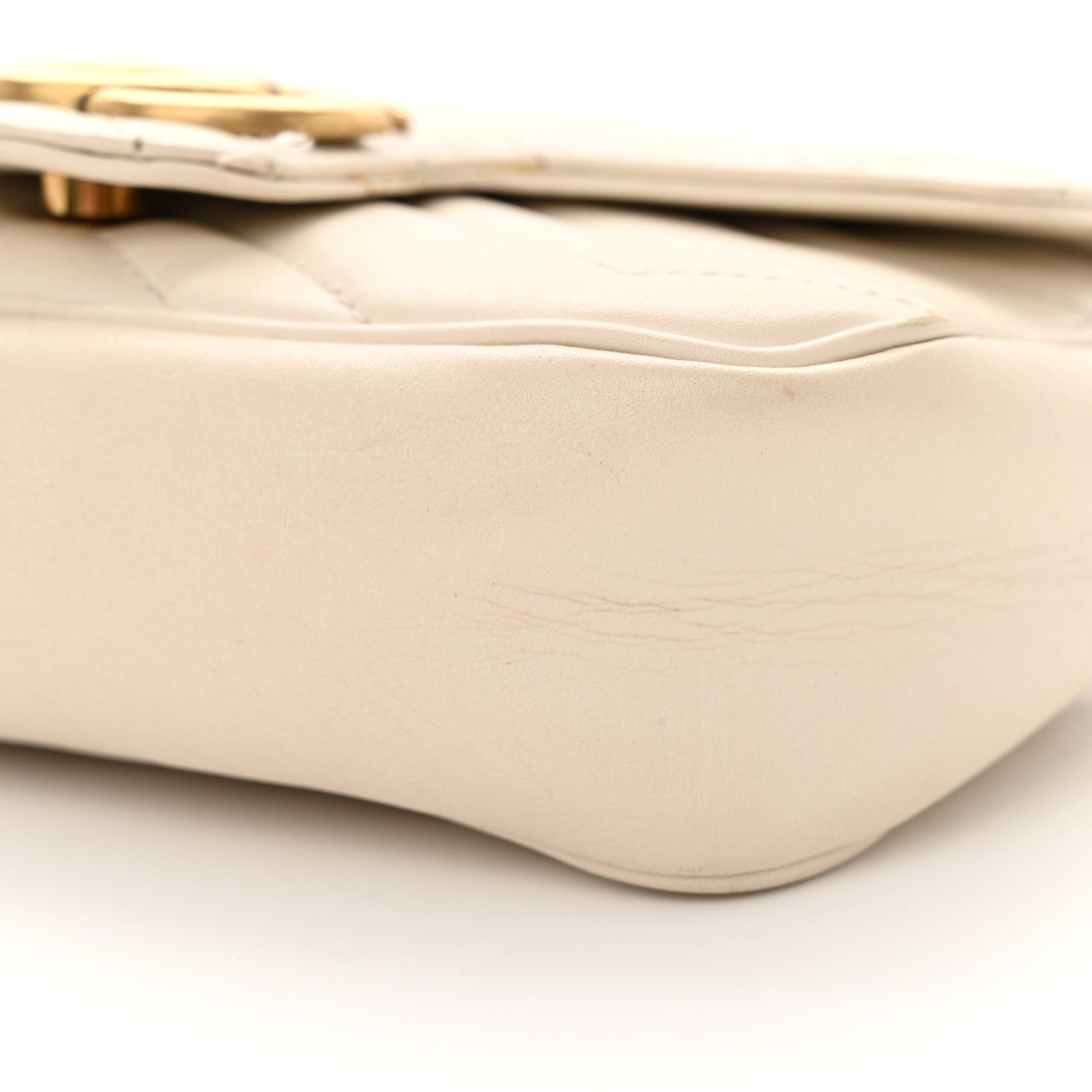 Gucci Calfskin Matelasse Super Mini GG Marmont Shoulder Bag White 10 of 19