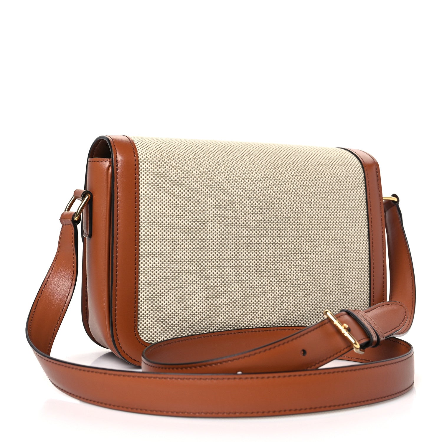 Celine Textile Calfskin Classique Triomphe Bag Natural Tan 3 of 9