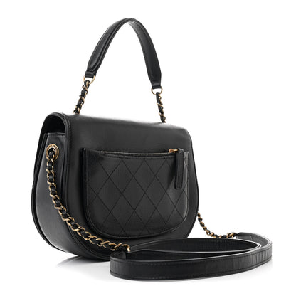 Chanel Shiny Calfskin Goatskin Quilted Small Coco Curve Messenger Flap Black 3 of 11