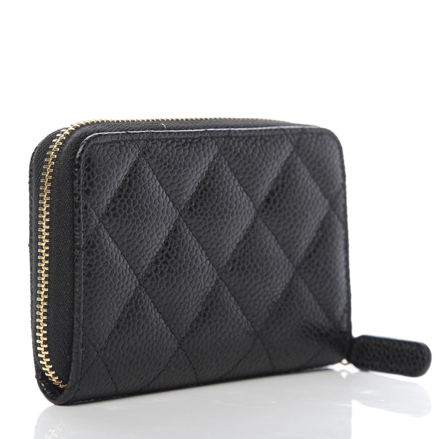 Caviar Quilted Zip Coin Purse Black