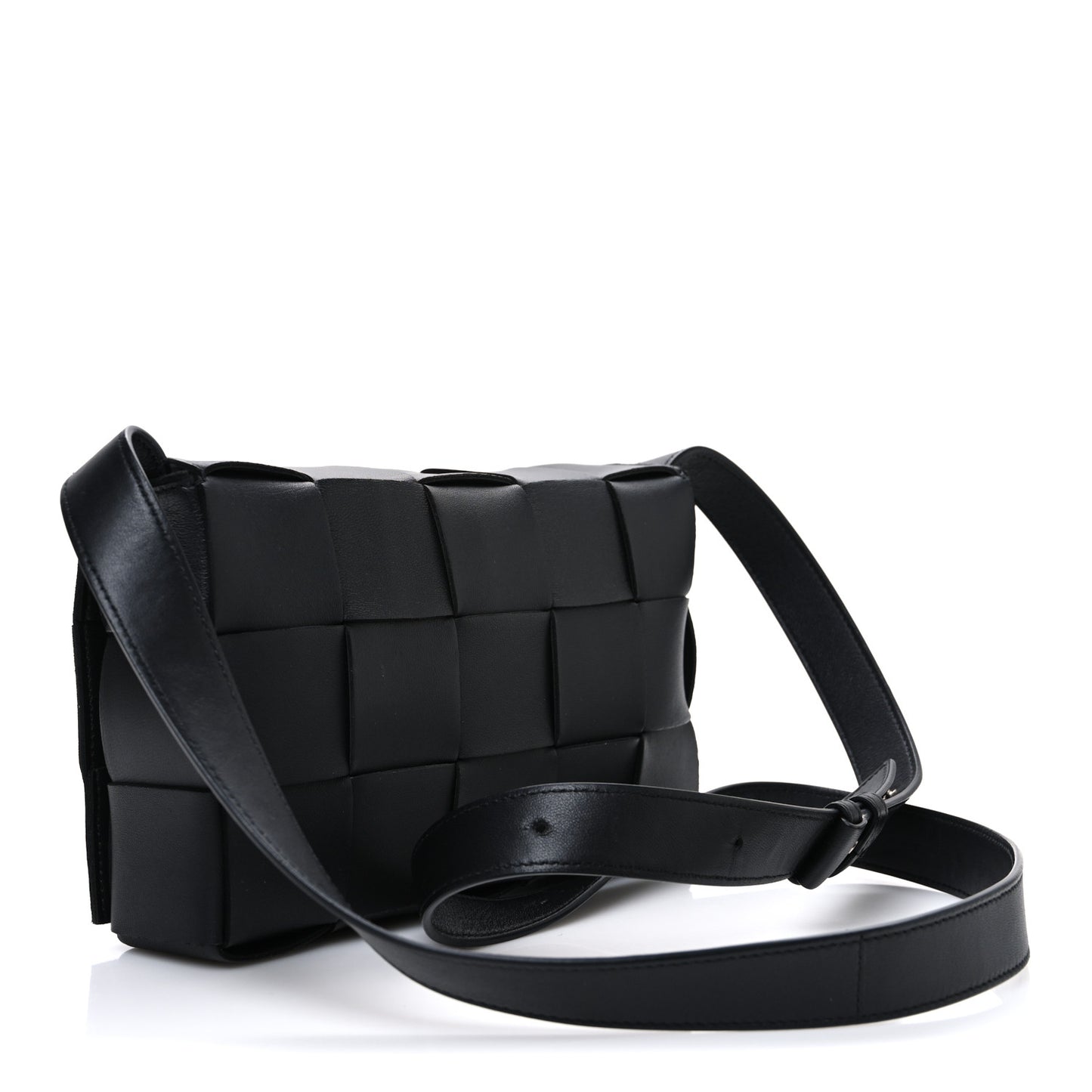 Lambskin Maxi Intrecciato Cassette Crossbody Bag Black