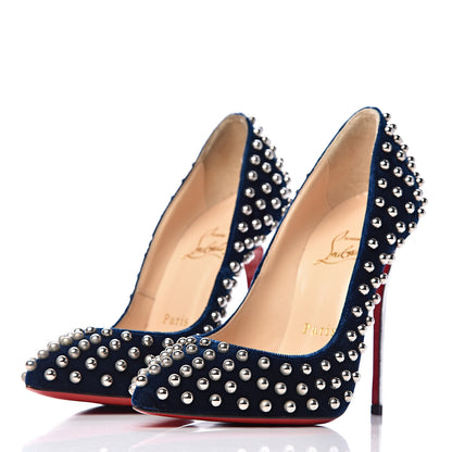 Christian Louboutin Velvet Specchio Billy 120 Spike Pumps 35 Silver Eclipse 3 of 10