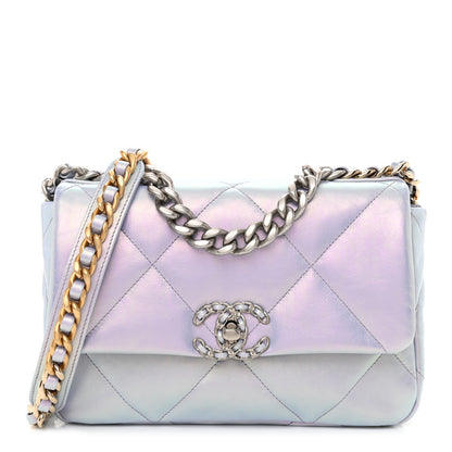 Chanel Iridescent Calfskin Quilted Medium Chanel 19 Flap Light Purple Blue 1 of 10