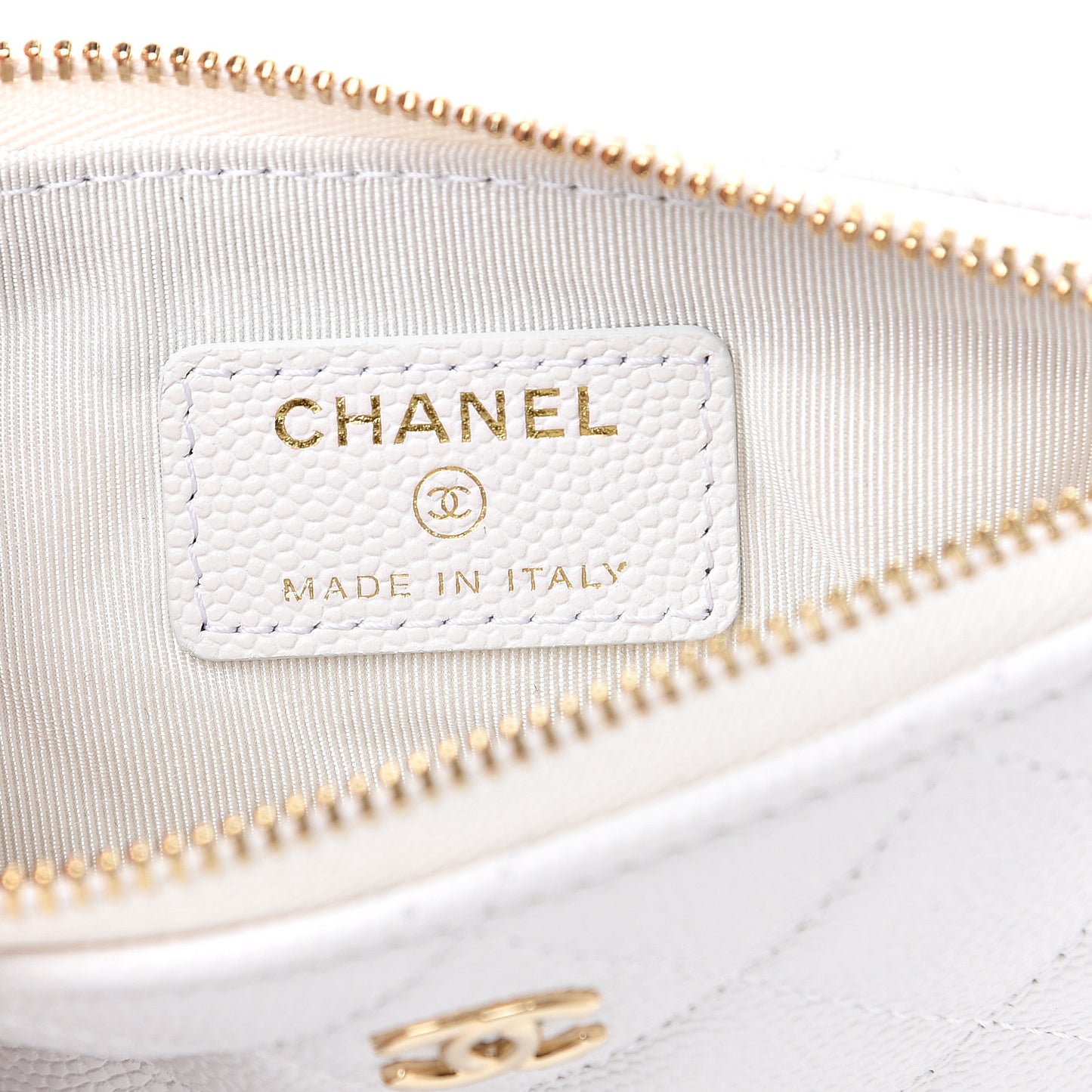 Caviar Quilted Small Cosmetic Case White