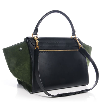 Celine Natural Calfskin Suede Medium Bi-Color Trapeze Black 3 of 9