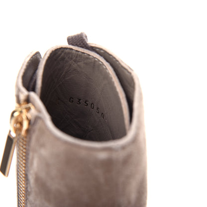 Chanel Suede Calfskin CC Lace Up Short Boots 39.5 Light Beige 10 of 10
