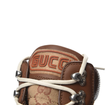 Gucci X SEGA Suede Calfskin GG Monogram Womens Flashtrek High-Top Sneakers 36 New Cuir Beige Ruggine 8 of 9