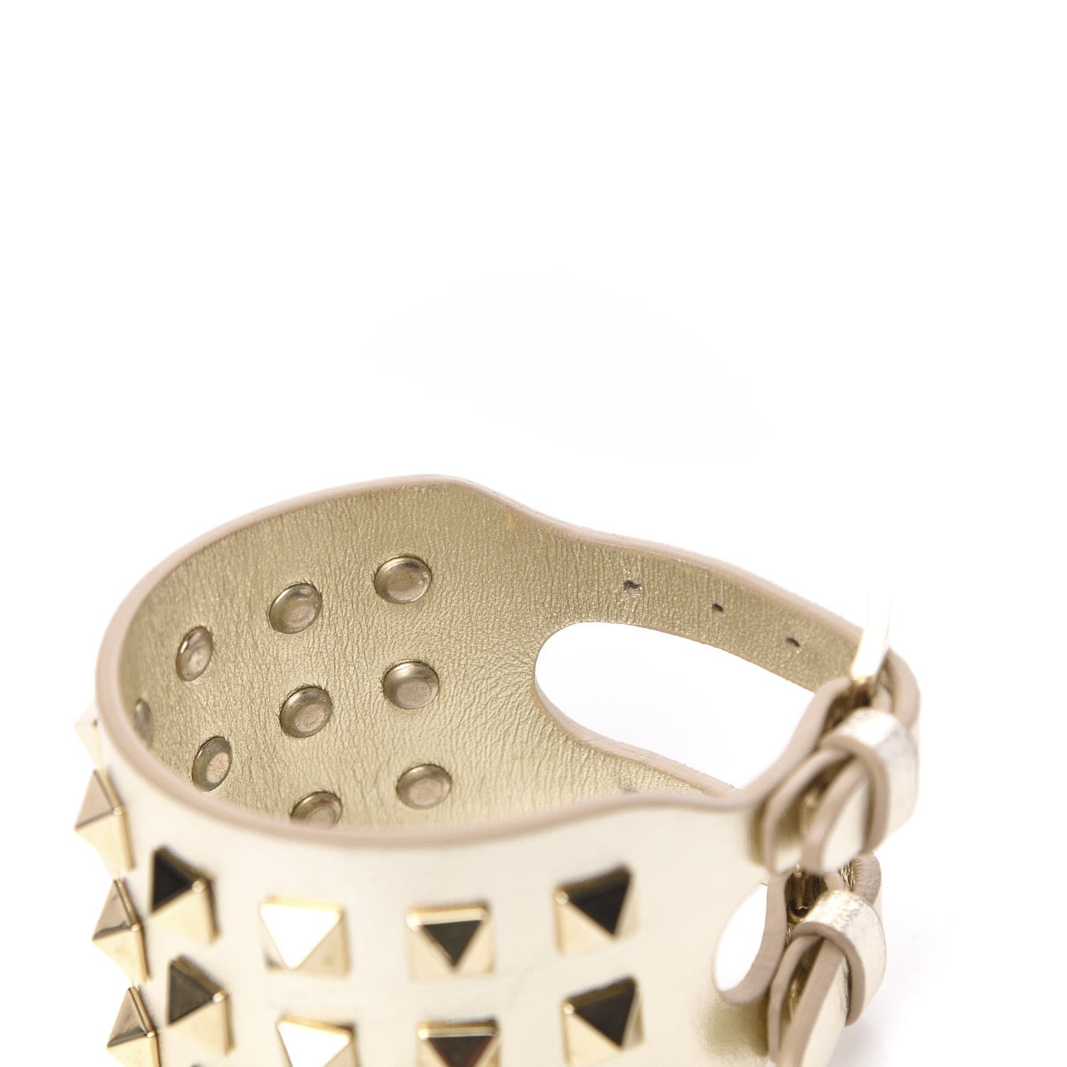 Valentino Garavani Metallic Vitello Rockstud Cuff Bracelet Gold 5 of 6