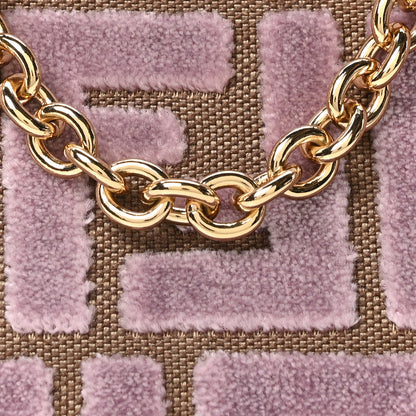 Fendi Velvet Jacquard FF Baguette Pouch Dusty Mauve 8 of 10