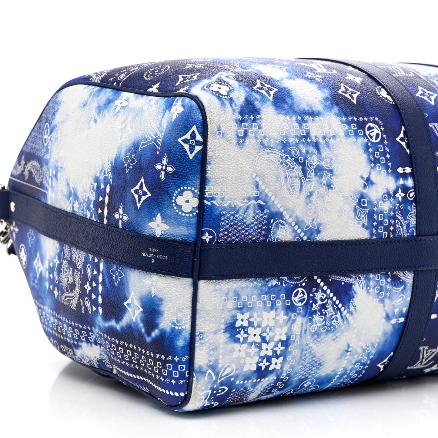 Cowhide Monogram Bandana Keepall Bandouliere 50 Blue