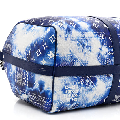 Louis Vuitton Cowhide Monogram Bandana Keepall Bandouliere 50 Blue 7 of 9