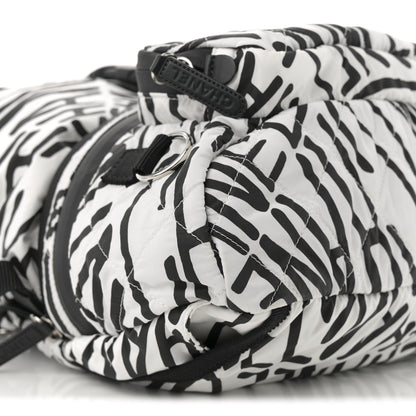 Chanel Nylon Printed Quilted Coco Neige Convertible Backpack Black White 18 of 25