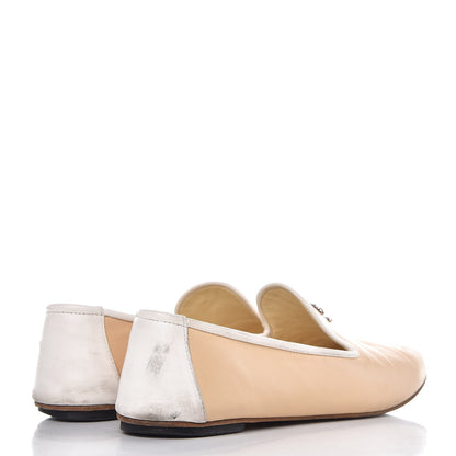 Chanel Lambskin CC Chain Loafers 38.5 Beige 4 of 13