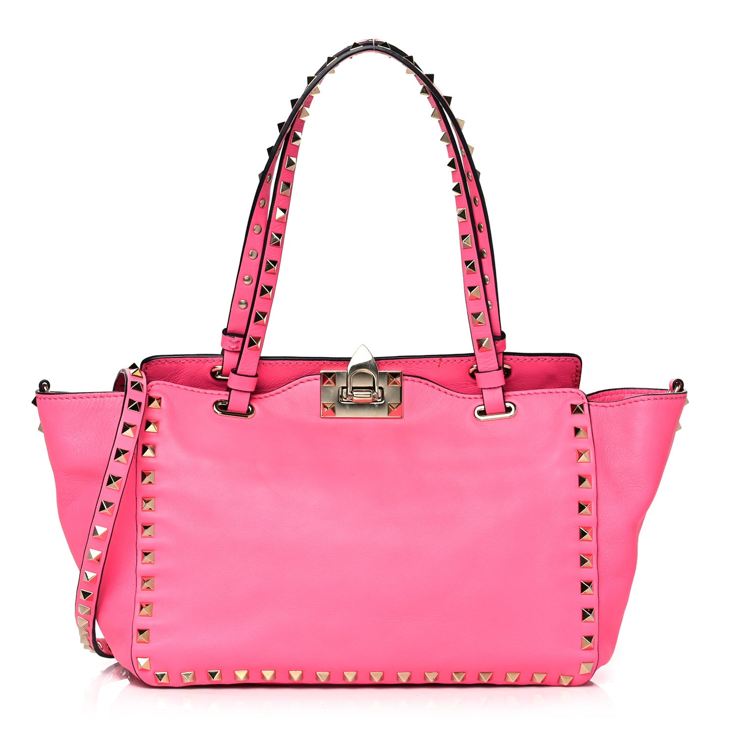 Vitello Small Rockstud Tote Fuxia Fluo