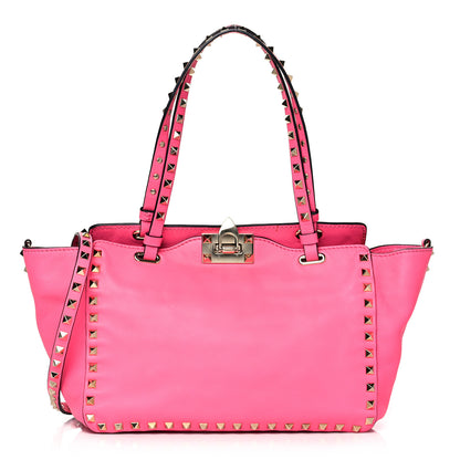 Valentino Garavani Vitello Small Rockstud Tote Fuxia Fluo 1 of 9