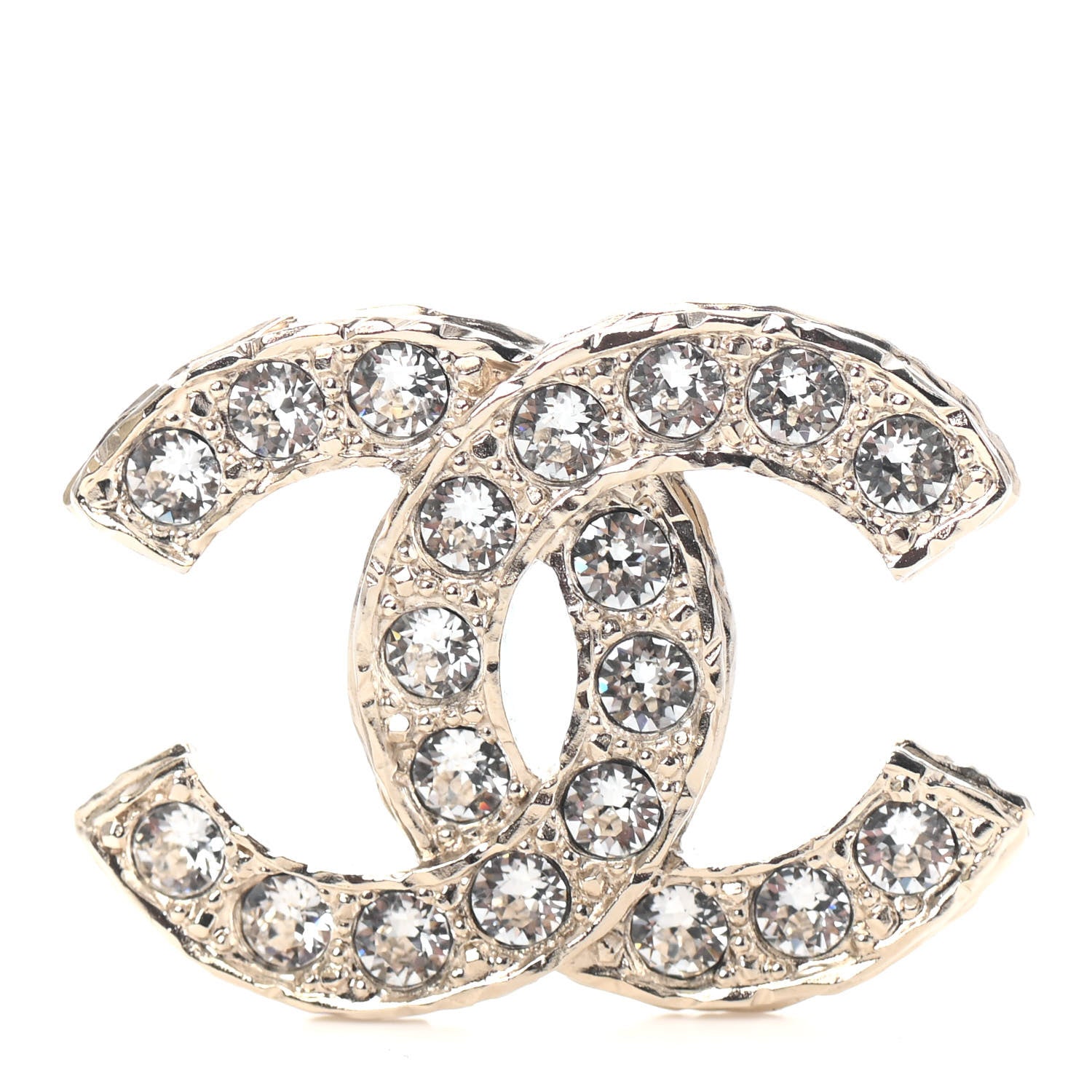 Chanel Crystal CC Brooch Light Gold 1 of 3