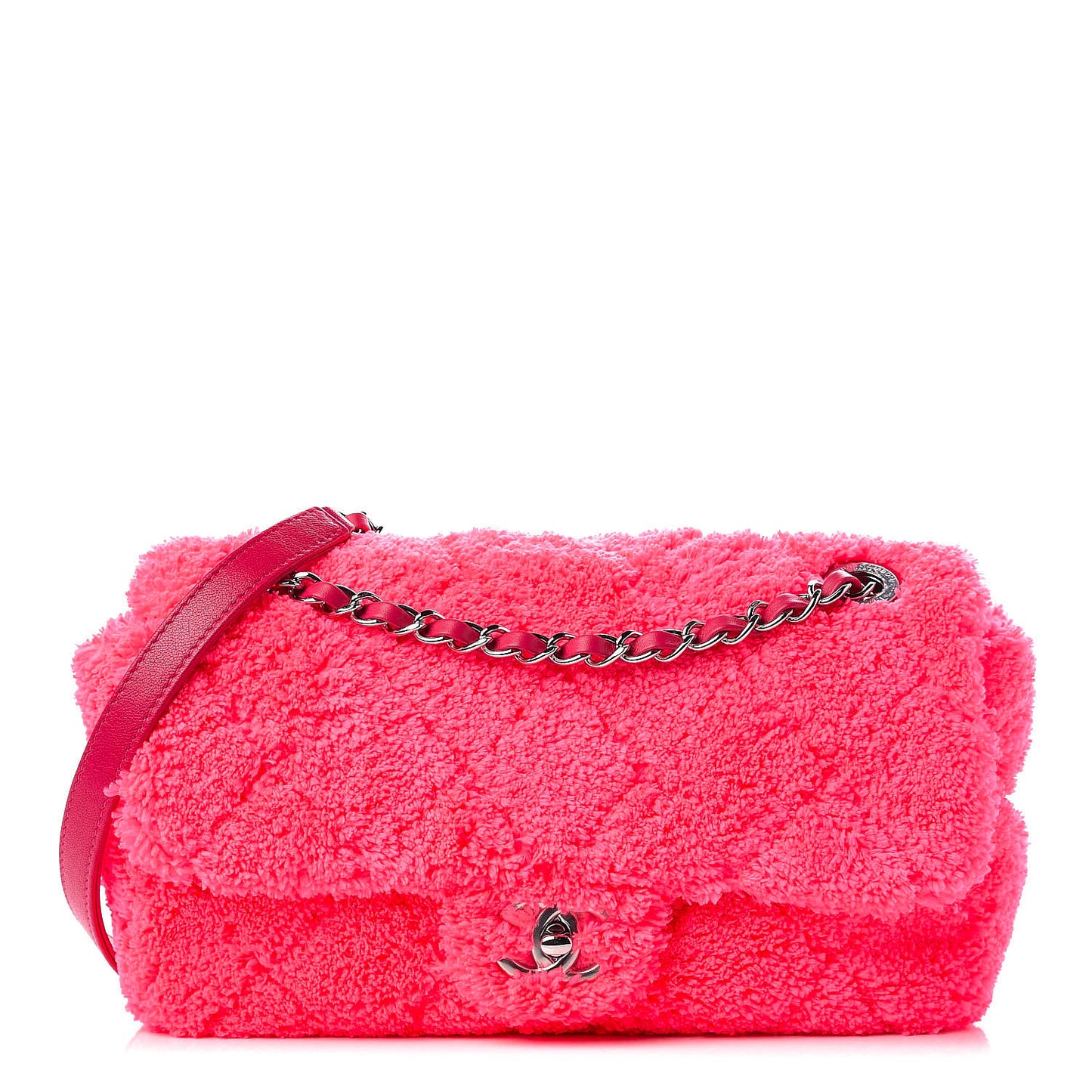 Lambskin Calfskin Mixed Fibers Quilted Medium Flap Pink