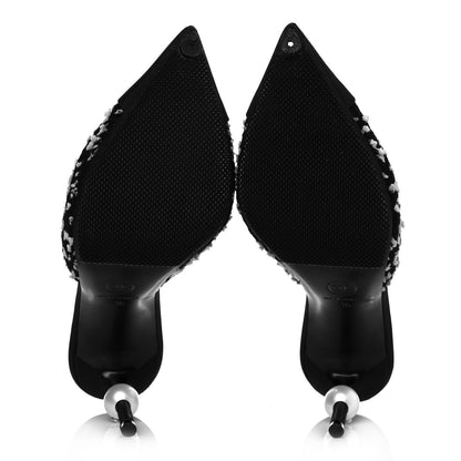 Chanel Tweed Pearl Mules 36 Black White 6 of 11