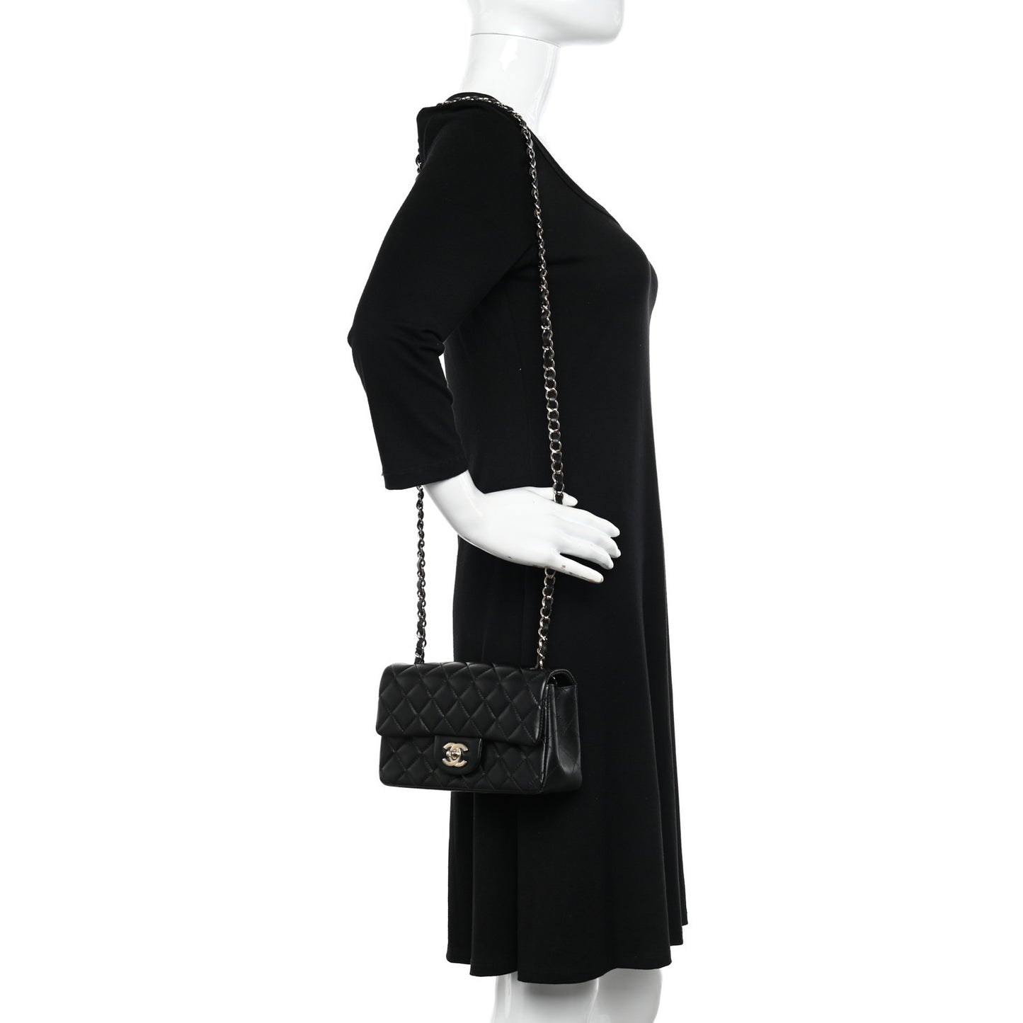 Lambskin Quilted Mini Rectangular Flap Black