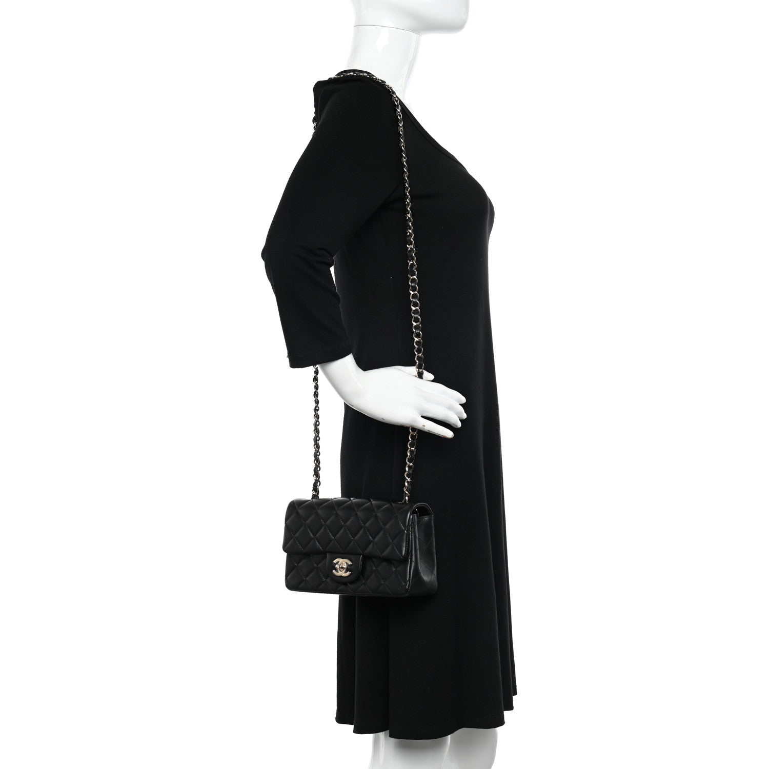 Chanel Lambskin Quilted Mini Rectangular Flap Black 2 of 10