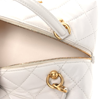 Chanel Calfskin Quilted Square Top Handle Vanity Case White 5 of 14