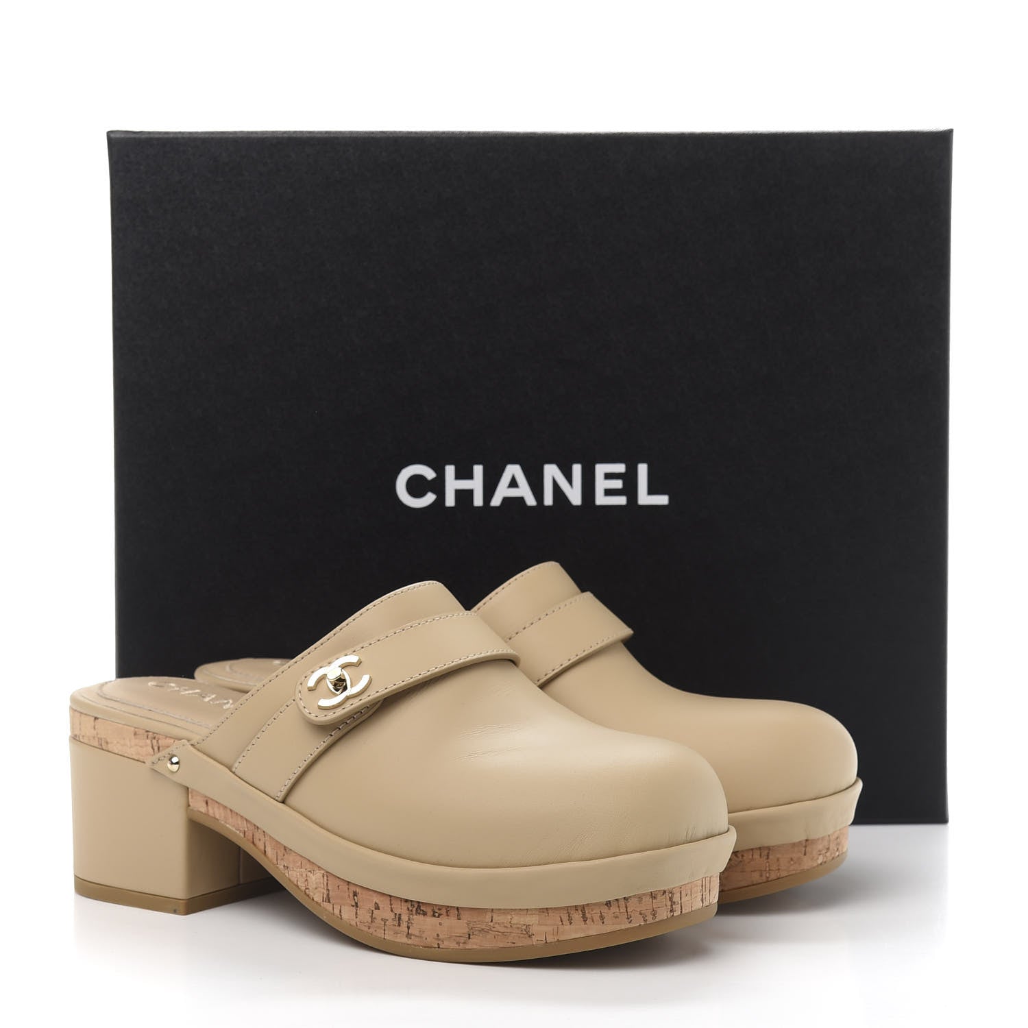 Chanel Calfskin CC Turn Lock Clogs 37 Beige 8 of 8