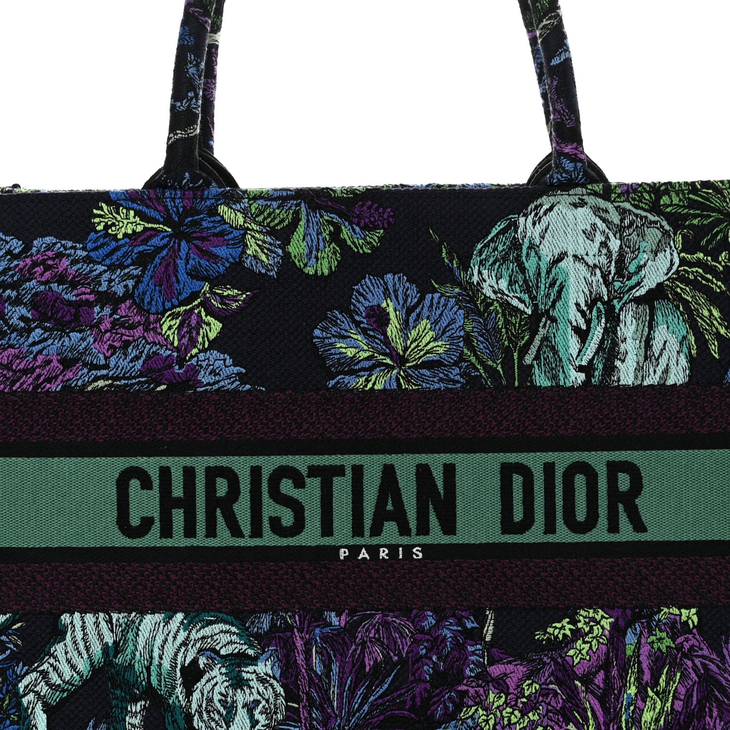 Canvas Embroidered Medium Toile de Jouy Voyage Book Tote Blue Multicolor