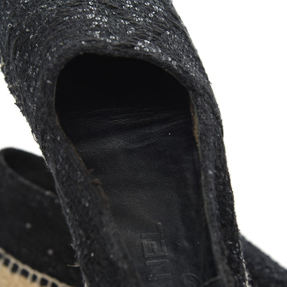 Chanel Tweed Patent Goatskin Sequin CC Espadrilles 38 Black 19 of 19
