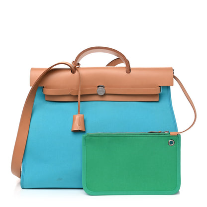 Hermes Toile Vache Hunter Herbag Zip 39 MM Bleu Azteque 1 of 7