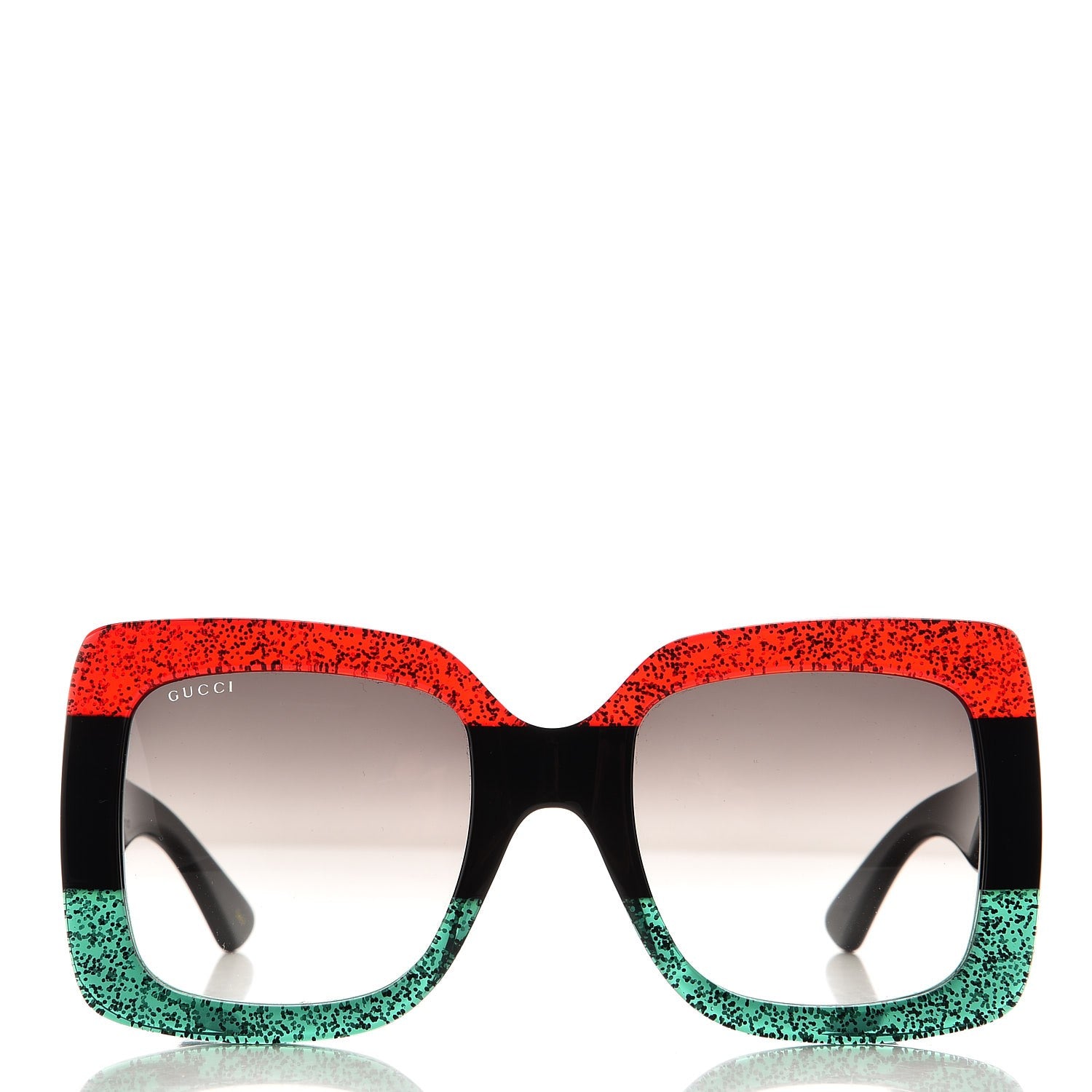Gucci Square Frame GG0083S Sunglasses Glitter Red Black Green 2 of 9
