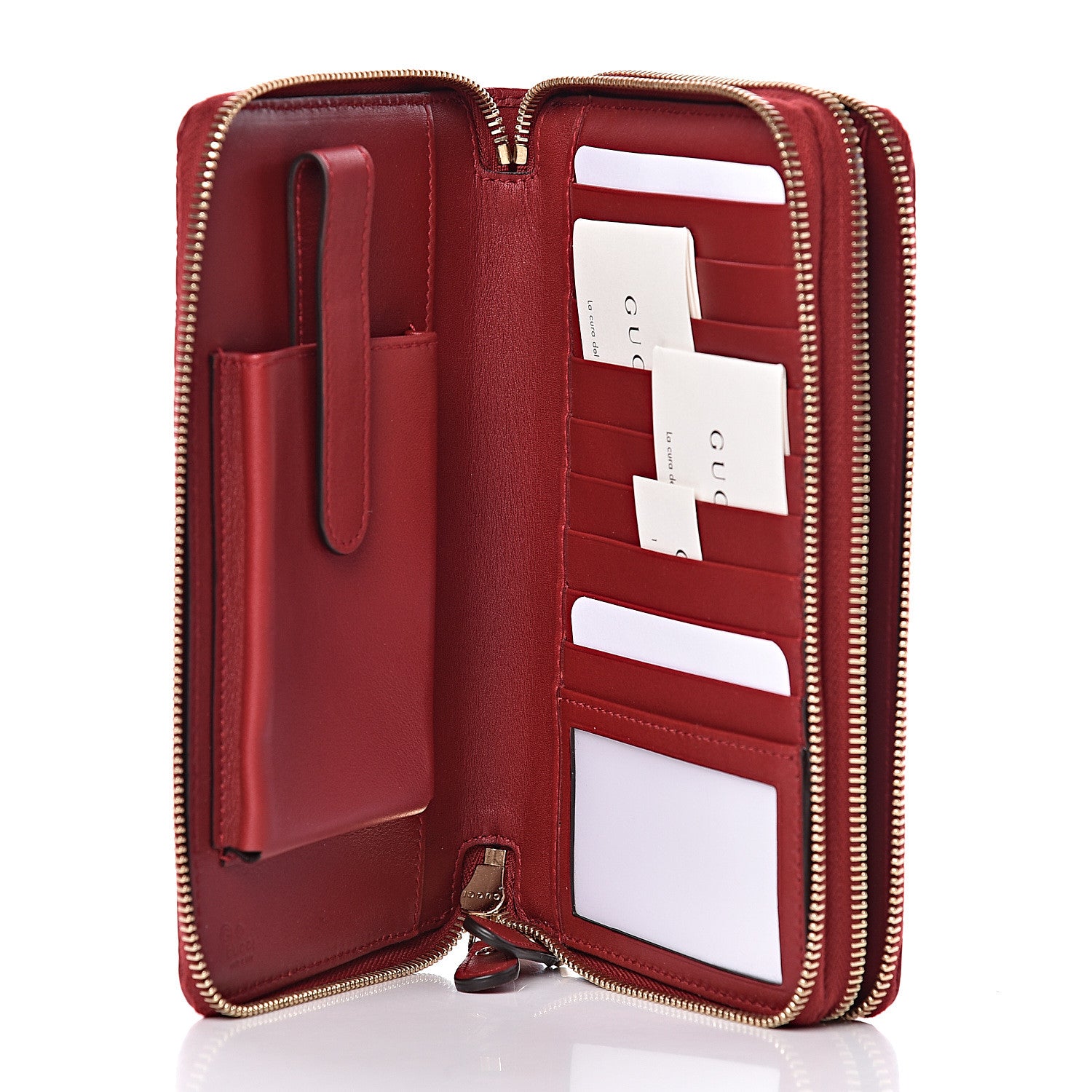 Gucci Microguccissima Zip Around Top Handle Travel Wallet Red 5 of 9