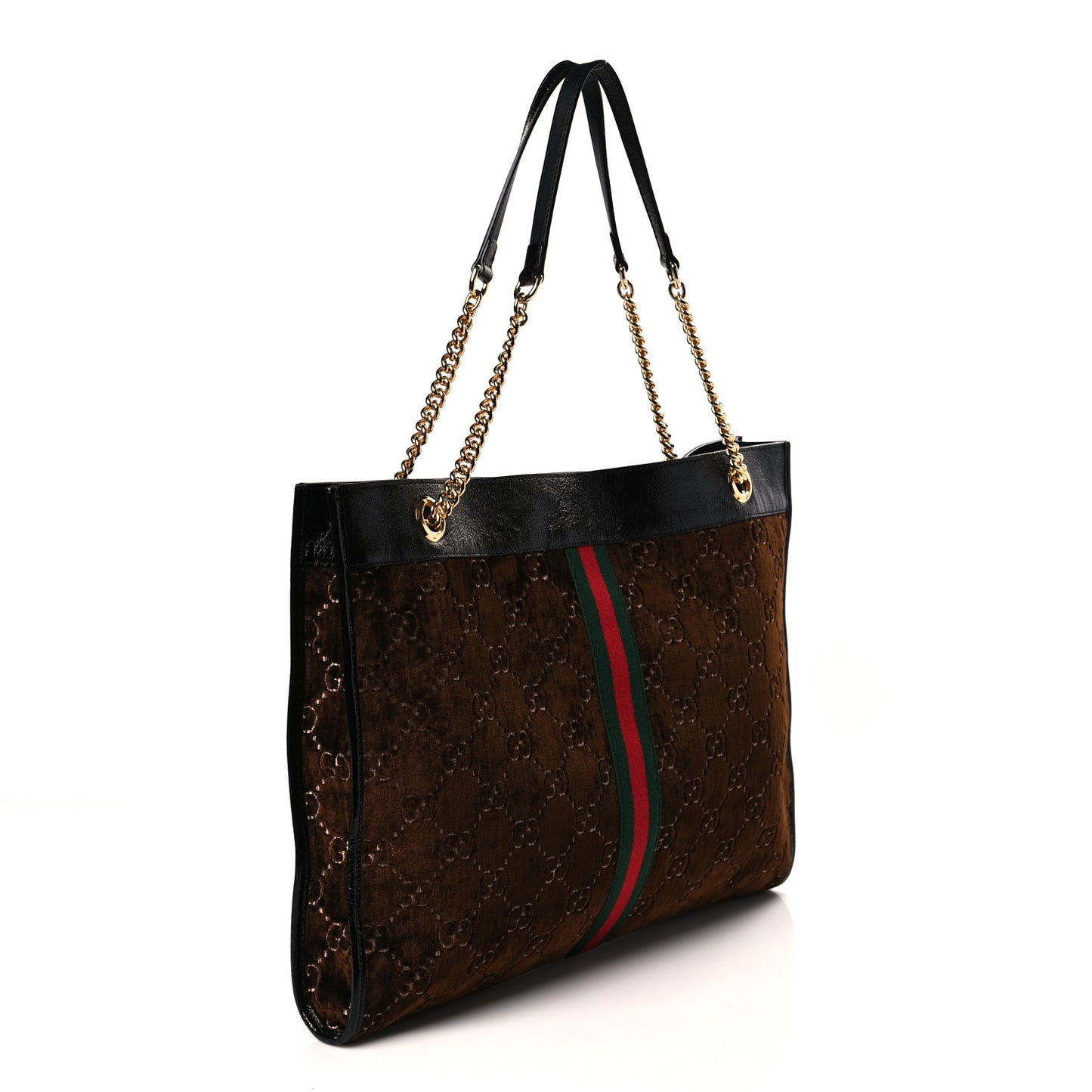 Velvet GG Monogram Large Rajah Chain Tote Brown