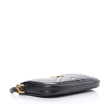 Gucci Calfskin Matelasse Mini GG Marmont Chain Crossbody Bag Black 4 of 11