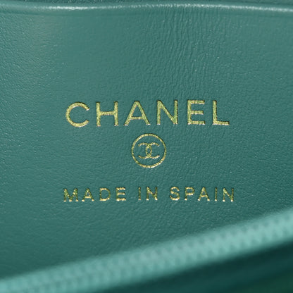 Chanel Caviar Quilted Zip Around Coin Purse Wallet Light Green 6 of 8