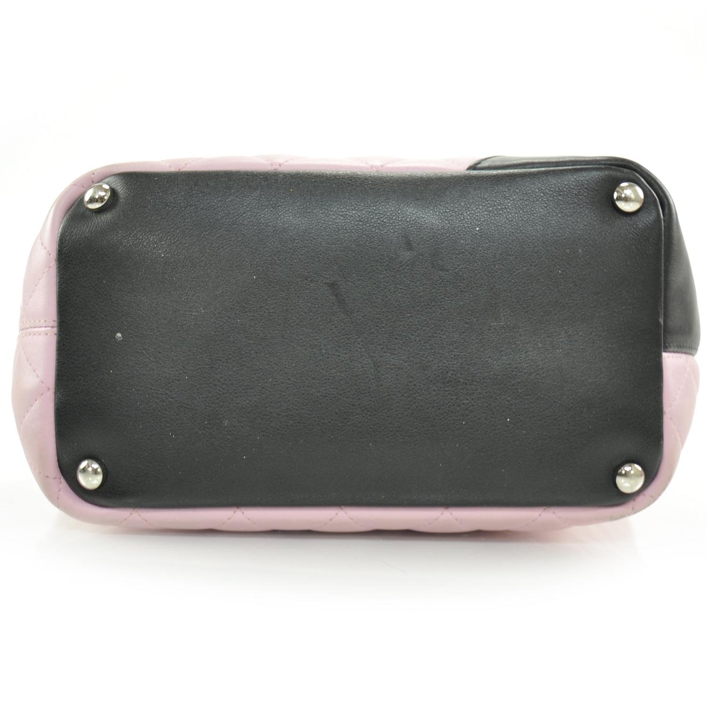 Calfskin Quilted Medium Cambon Tote Pink Black