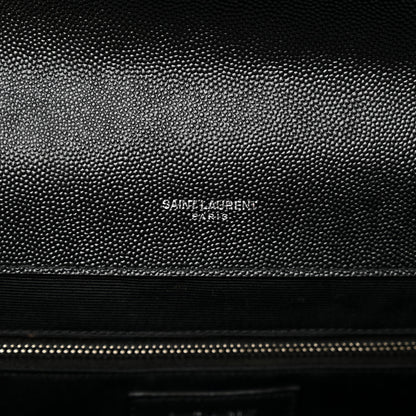 Saint Laurent Grain De Poudre Textured Mixed Matelasse Large Triquilt Monogram Satchel Black 7 of 10