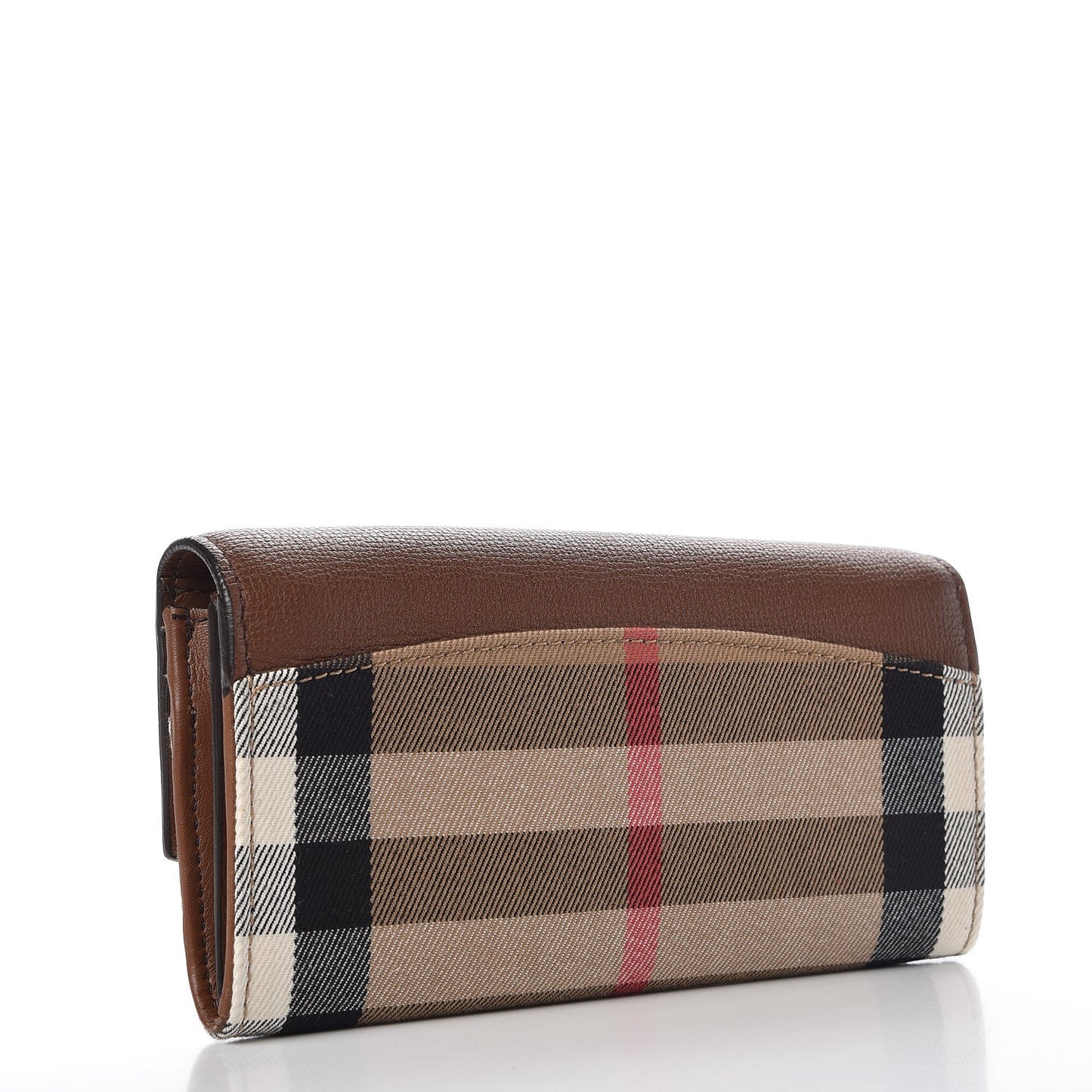 Grainy Calfskin House Check Continental Wallet Tan