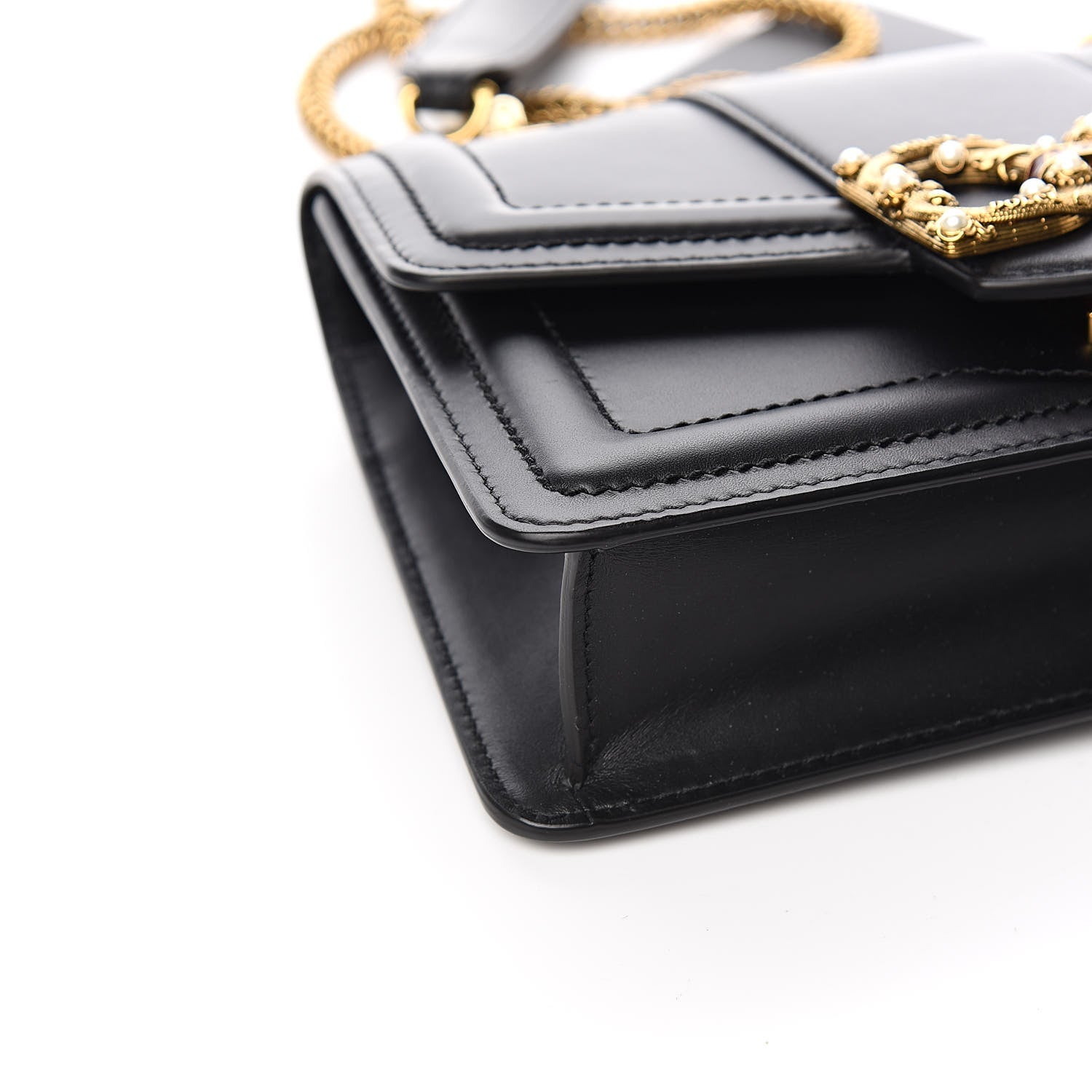Dolce & Gabbana Smooth Calfskin Small DG Amore Envelope Bag Black 7 of 11