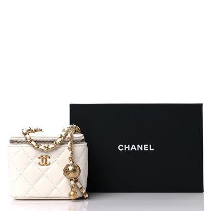 Chanel Lambskin Quilted Pearl Crush Mini Vanity Case With Chain White 11 of 11