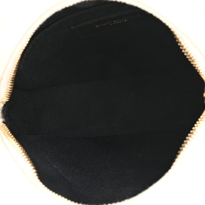 Saint Laurent Grain De Poudre Matelasse Chevron Quilted Round Vinyle Camera Bag Crema Soft 5 of 11